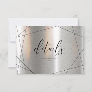 Cartons Réponse Détails de mariage géométriques métalliques Argent