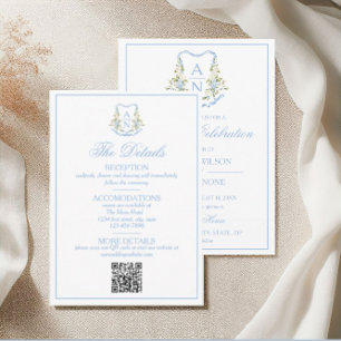 Cartons Réponse Détails de monogramme de crête d'hydrangea bleue