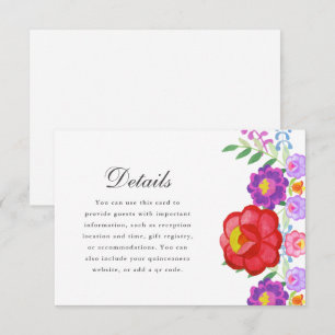 Cartons Réponse Détails de Quinceanera Floral Fiesta Rouge Assez