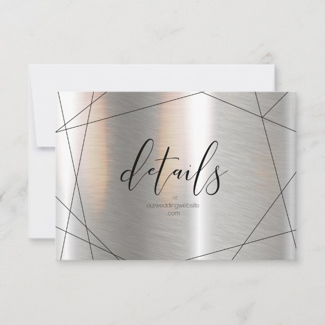 Cartons Réponse Détails du Mariage géométrique métallique Silver I (Devant)