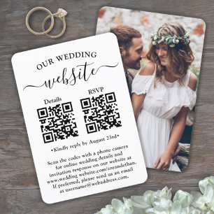 Cartons Réponse Détails du site web de mariage avec 2 codes QR et 