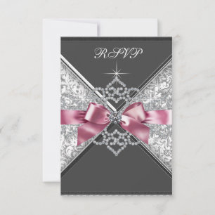 Cartons Réponse Diamants Blancs Rose Noir Fête d'anniversaire Swee
