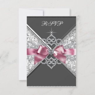 Cartons Réponse Diamants Blancs Rose Noir Fête d'anniversaire Swee