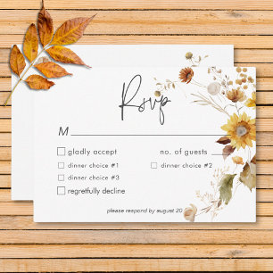 Cartons Réponse Dîner Rustique Delicate Automne Floral Wreath Mari