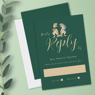 Cartons Réponse Dinosaur Thème Mariage Vert