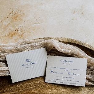 Cartons Réponse Doodle Whimsical Mariage bleu français