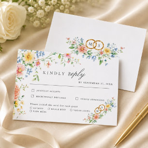 Cartons Réponse Douce Mariage Fleurie Aquarelle aux Teintes Roses