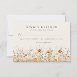 Cartons Réponse Dreamy Fleur sauvage d'automne Mariage