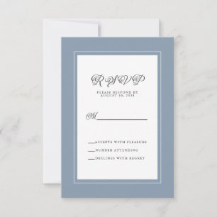 Cartons Réponse Dusty Blue élégant mariage moderne salle de répons