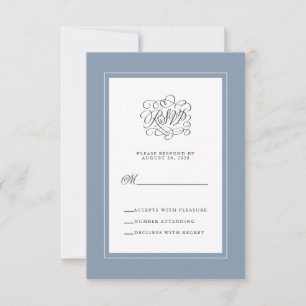 Cartons Réponse Dusty Blue élégant mariage Répondre Chic Enclôture