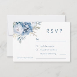 Cartons Réponse Dusty Blue Florals Mariage d'hiver
