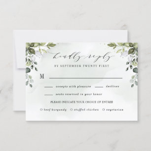 Cartons Réponse Dusty Blue Green avec le choix de repas Boho Maria