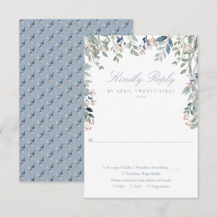 Cartons Réponse Dusty Blue Greenery Floral Fleur sauvage Mariage