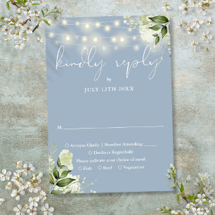 Cartons Réponse Dusty Blue Greenery Floral String Mariage