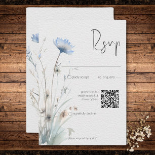 Cartons Réponse Dusty Blue Meadow Fleurs sauvages Moderne QR Code