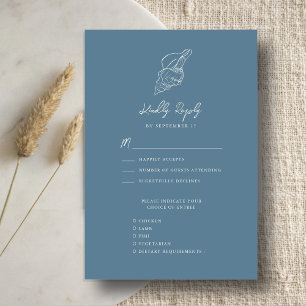 Cartons Réponse Dusty Blue Seashell Beach Destination Mariage