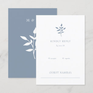 Cartons Réponse Dusty Blue Simple Mariage botanique moderne