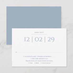 Cartons Réponse Dusty Blue Simple Mariage de date spéciale