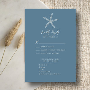 Cartons Réponse Dusty Blue Starfish Beach Destination Mariage