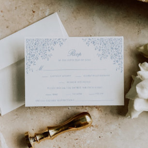 Cartons Réponse Dusty Blue Vintage Floral Line Art