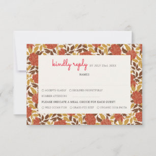 Cartons Réponse Dusty Brunt Orange Peony Flowers Mariage de automn