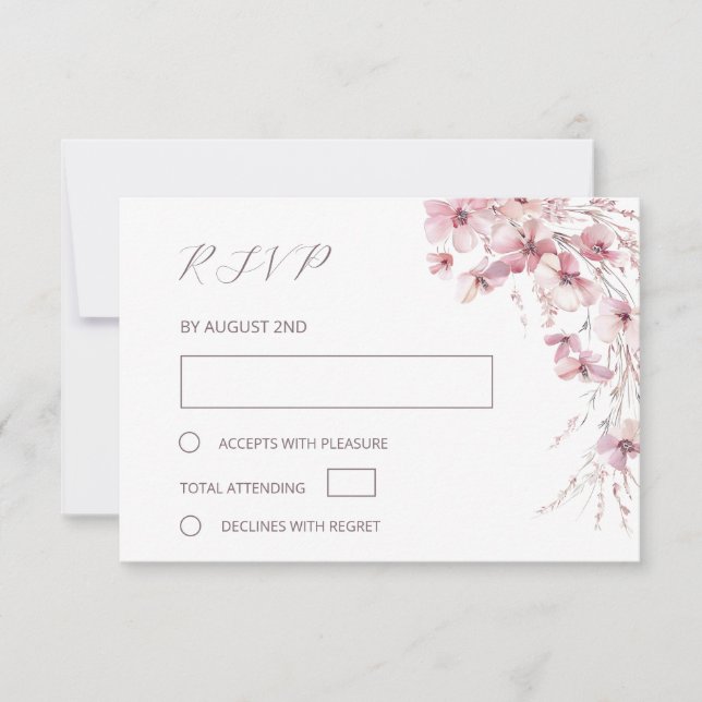 Cartons Réponse Dusty Pink Boho Floral Wedding (Devant)