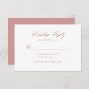Cartons Réponse Dusty Pink Classic Calligraphie Script Mariage Rsv