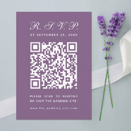 Cartons Réponse Dusty Purple Big QR Code Simple Script Mariage