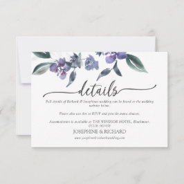 Cartons Réponse Dusty Purple Floral Garden Détails du mariage Cart