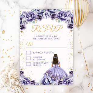 Cartons Réponse Dusty Purple Princess Floral Quinceañera