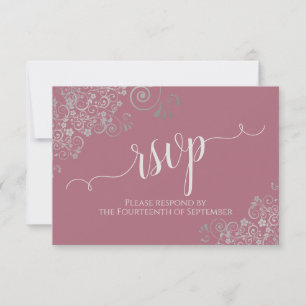 Cartons Réponse Dusty Rose Élégante calligraphie Frilly Mariage