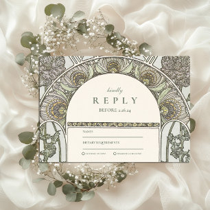 Cartons Réponse Dusty Sage Art nouveau mariage
