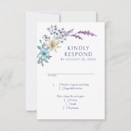 Cartons Réponse Dusty Turquoise Lavender Mariage Fleur sauvage