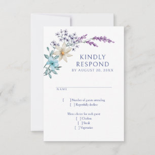 Cartons Réponse Dusty Turquoise Lavender Mariage Fleur sauvage