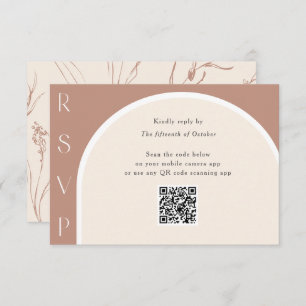 Cartons Réponse Earth Tone Modern Simple Arch Code QR mariage 