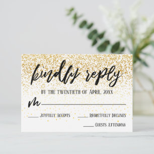 Cartons Réponse Écriture décontractée avec Mariage Faux Gold Confe