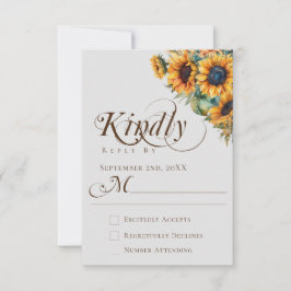 Cartons Réponse Elegance Aquarelle Tournesol Mariage