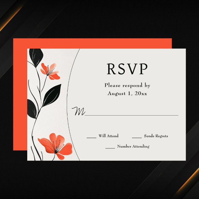 Cartons Réponse Élégance florale moderne avec Mariage de fleurs au (Modern Floral Elegance with Bold Blooms Wedding RSVP Card)