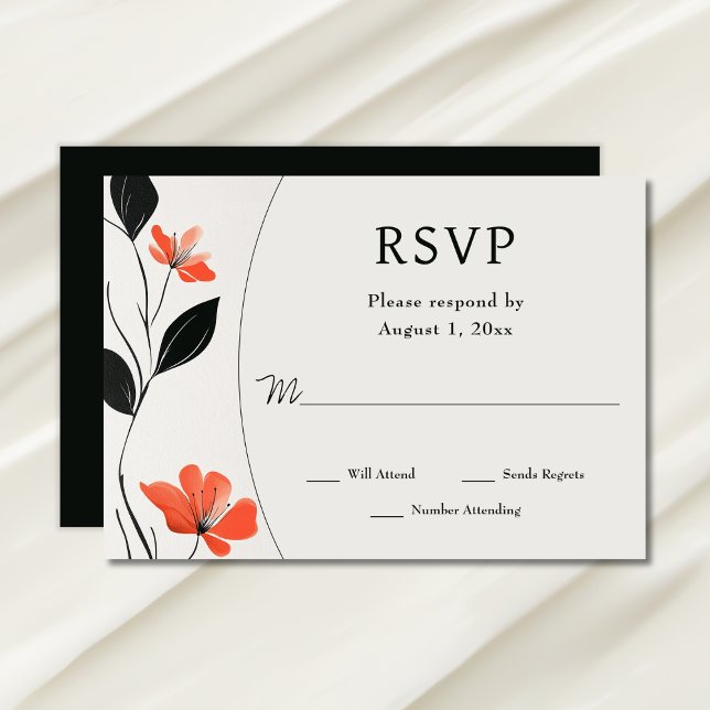 Cartons Réponse Élégance florale moderne avec Mariage de fleurs au (Modern Floral Elegance with Bold Blooms Wedding RSVP Card)