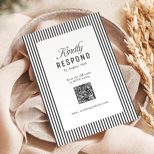 Cartons Réponse Élégance rayée noire Code QR Mariage