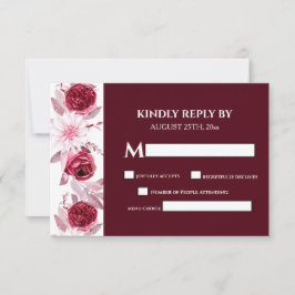 Cartons Réponse Elégant Aquarelle Fleurs Mariage Bourgogne