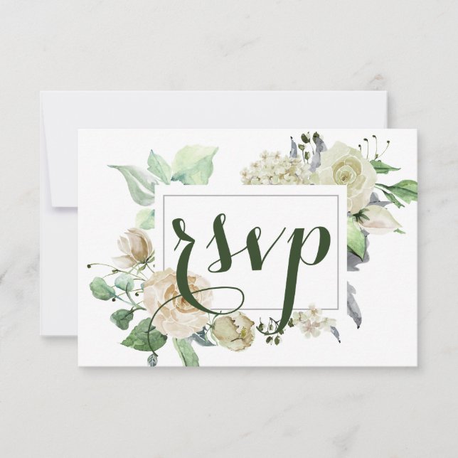 Cartons Réponse Elégant aquarelle Floral Mariage (Devant)
