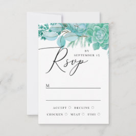 Cartons Réponse Élégant aquarelle menthe mariage succulent à la fl