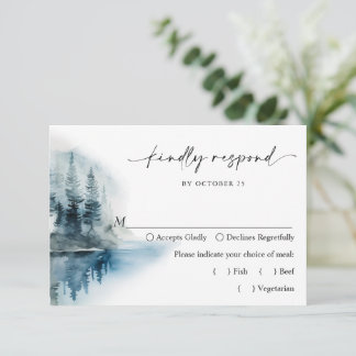 Cartons Réponse Elégant Aquarelle Montagnes Mariage forestier