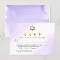 Elégant Aquarelle Pastel Purple Gold Bat mitzvah