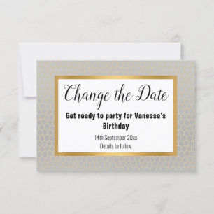 CARTONS RÉPONSE ÉLÉGANT ARGENT GRIS OR MODIFIER LA DATE