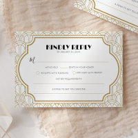 Élégant Art Déco Gatsby Mariage Années 1920 Or Bla