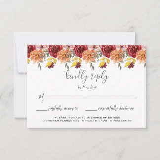 Cartons Réponse Élégant automne Feuilles Mariage automne
