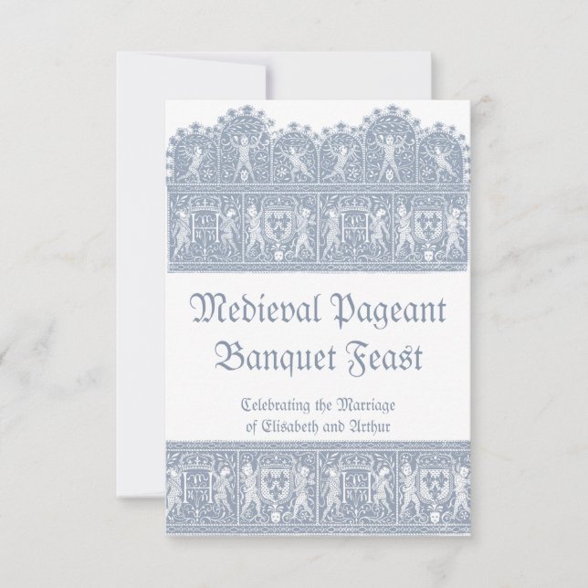 Cartons Réponse Élégant banquet médiéval bleu français (Devant)