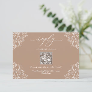 Cartons Réponse Élégant Beige Taupe Neutre Mariage QR Code